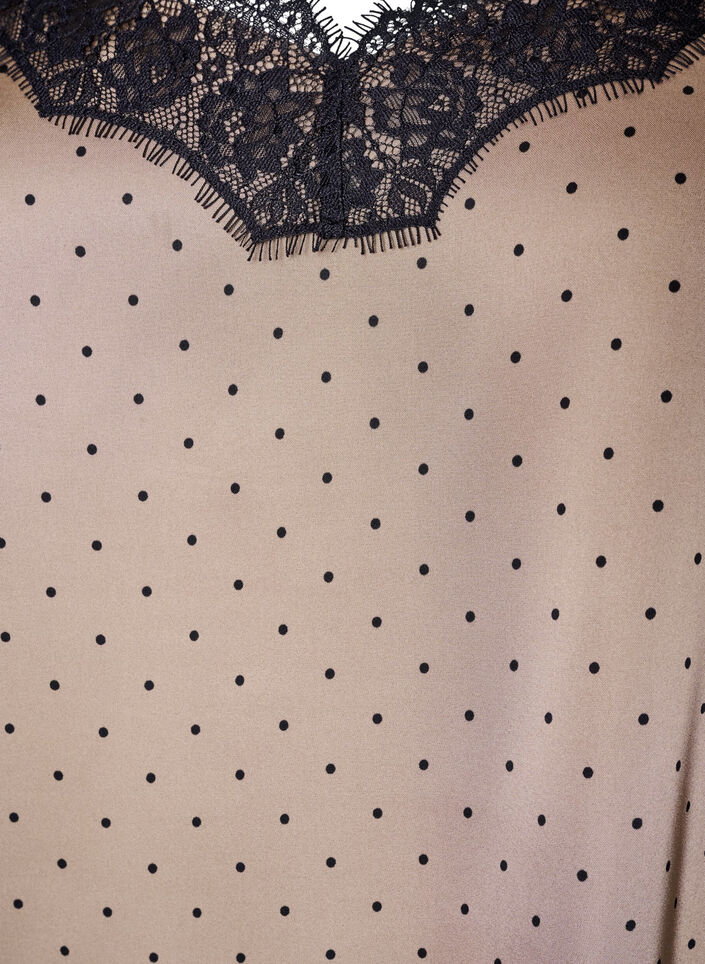 Linne med spets och asymmetrisk nederkant, Beige, Packshot image number 2
