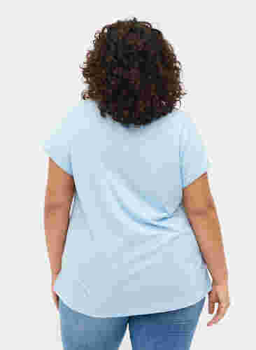 Kortärmad t-shirt i bomullsmix, Chambray Blue , Model image number 1