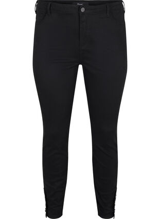 Croppade Amy jeans med knappar, Black, Packshot image number 0