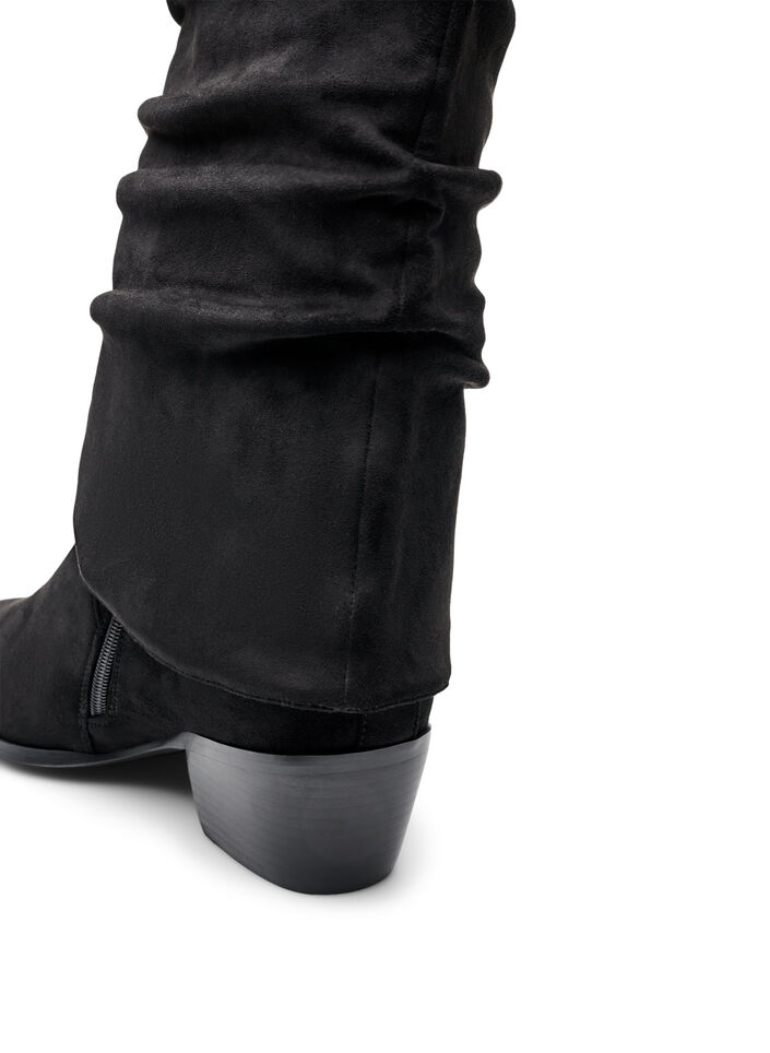 H&ouml;g st&ouml;vel i mockaimitation med avtagbart skaft, Svart, Packshot image number 3
