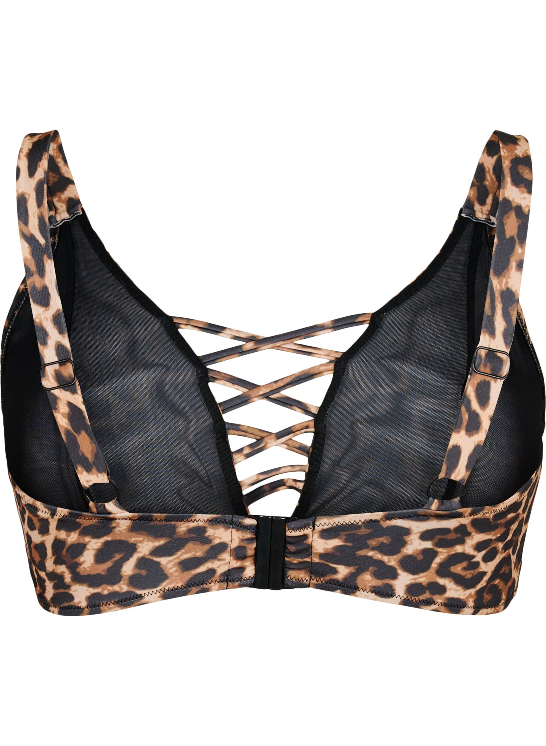 Zizzi Bikini-bh med leopardtryck och korsade band, Autentic Leopard, Packshot image number 1