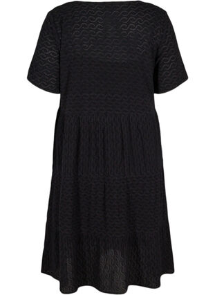Kortärmad klänning med broderi anglaise, Black, Packshot image number 1