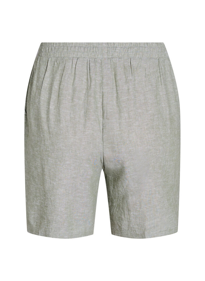 Lösa shorts i linne och viskos, Grön, Packshot image number 1