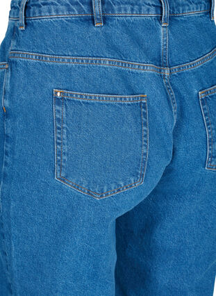 Raka jeans med hög midja, Blue denim, Packshot image number 3