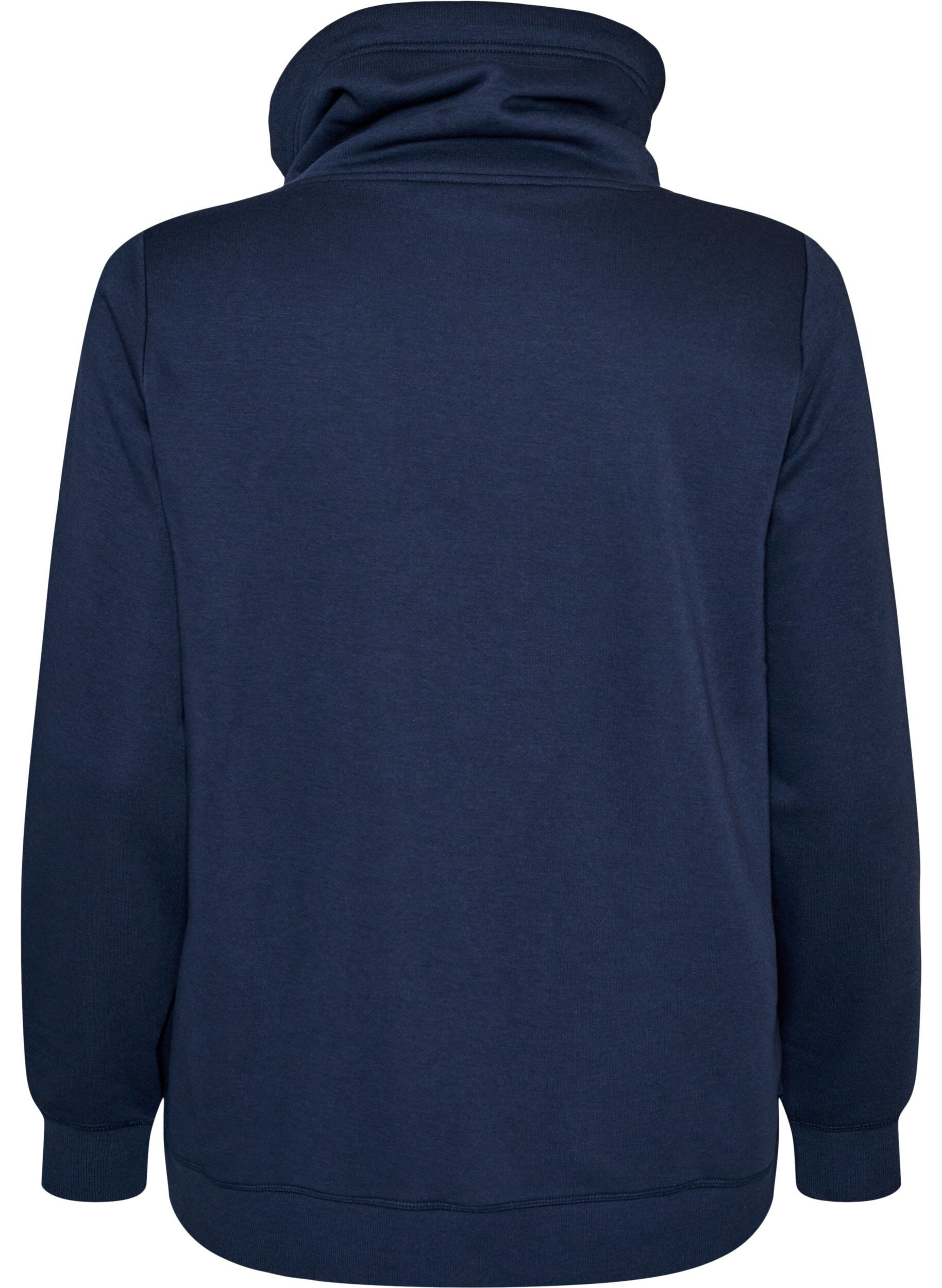 ZizziSweatshirt med h&ouml;g krage och fickor, Bl&aring;, Packshot image number 1