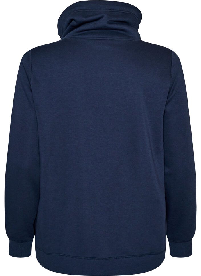 Sweatshirt med h&ouml;g krage och fickor, Bl&aring;, Packshot image number 1