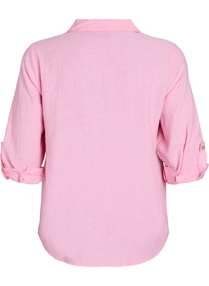 Skjorta i linne och viskos med 3/4-&auml;rmar, Rosa, Packshot image number 1