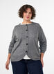 Cardigan med knappar och rundad framtill, Gr&aring;, Model image number 0