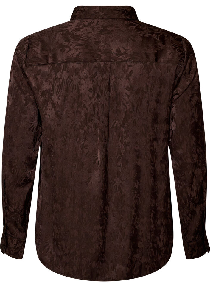 Skjorta med ton-i-ton paisleym&ouml;nster, Brun, Packshot image number 1