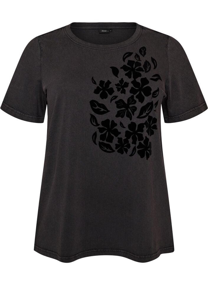 T-shirt i ekologisk bomull med tryck, Gr&aring;, Packshot image number 0