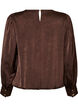 Blus i satinlook med ballongform, Brun, Packshot image number 1