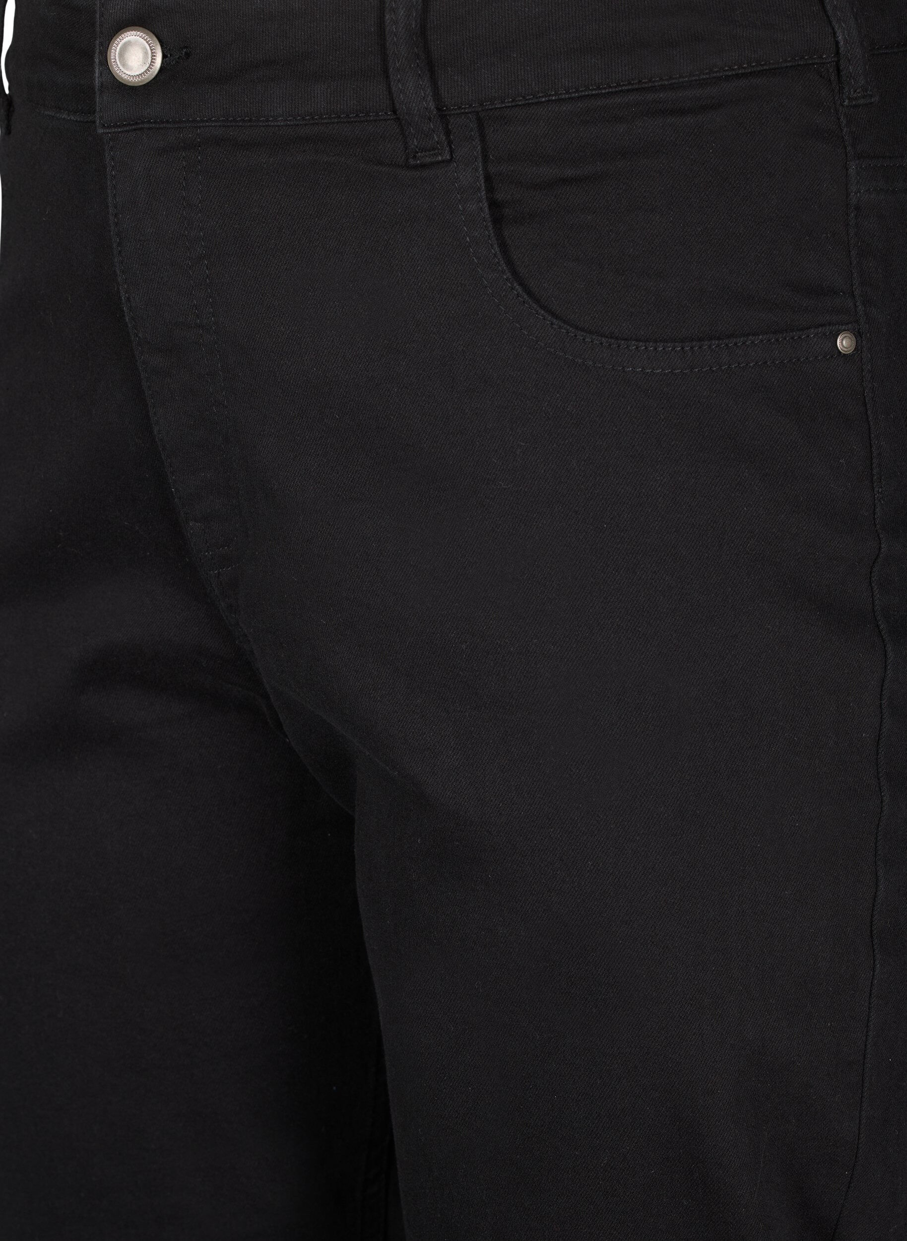 ZizziCroppade Vera-jeans med raka ben, Svart, Packshot image number 2