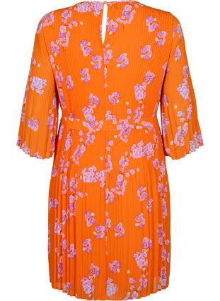 Mönstrad plisserad klänning med knytband, Exuberance Flower, Packshot image number 1
