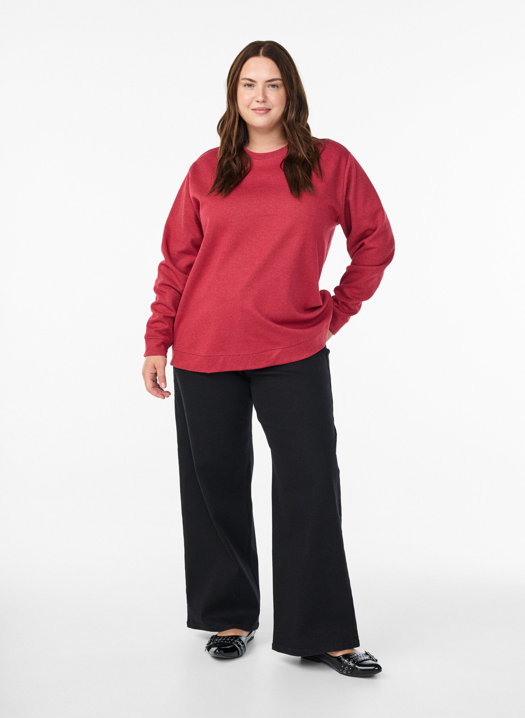 ZizziSweatshirt med rund halsringning, R&ouml;d, Model image number 1