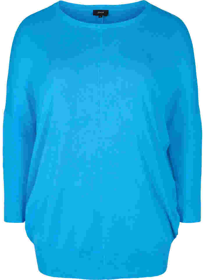 Stickad tunika i vskosblandning, Malibu Blue, Packshot image number 0