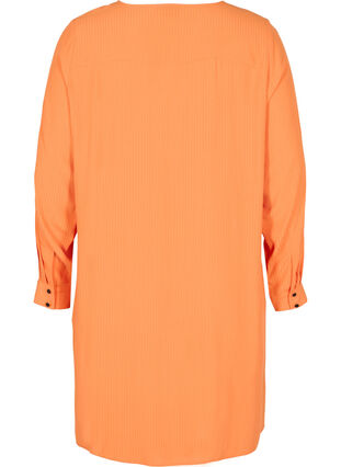 Randig viskosklänning med långa ärmar, Amberglow, Packshot image number 1