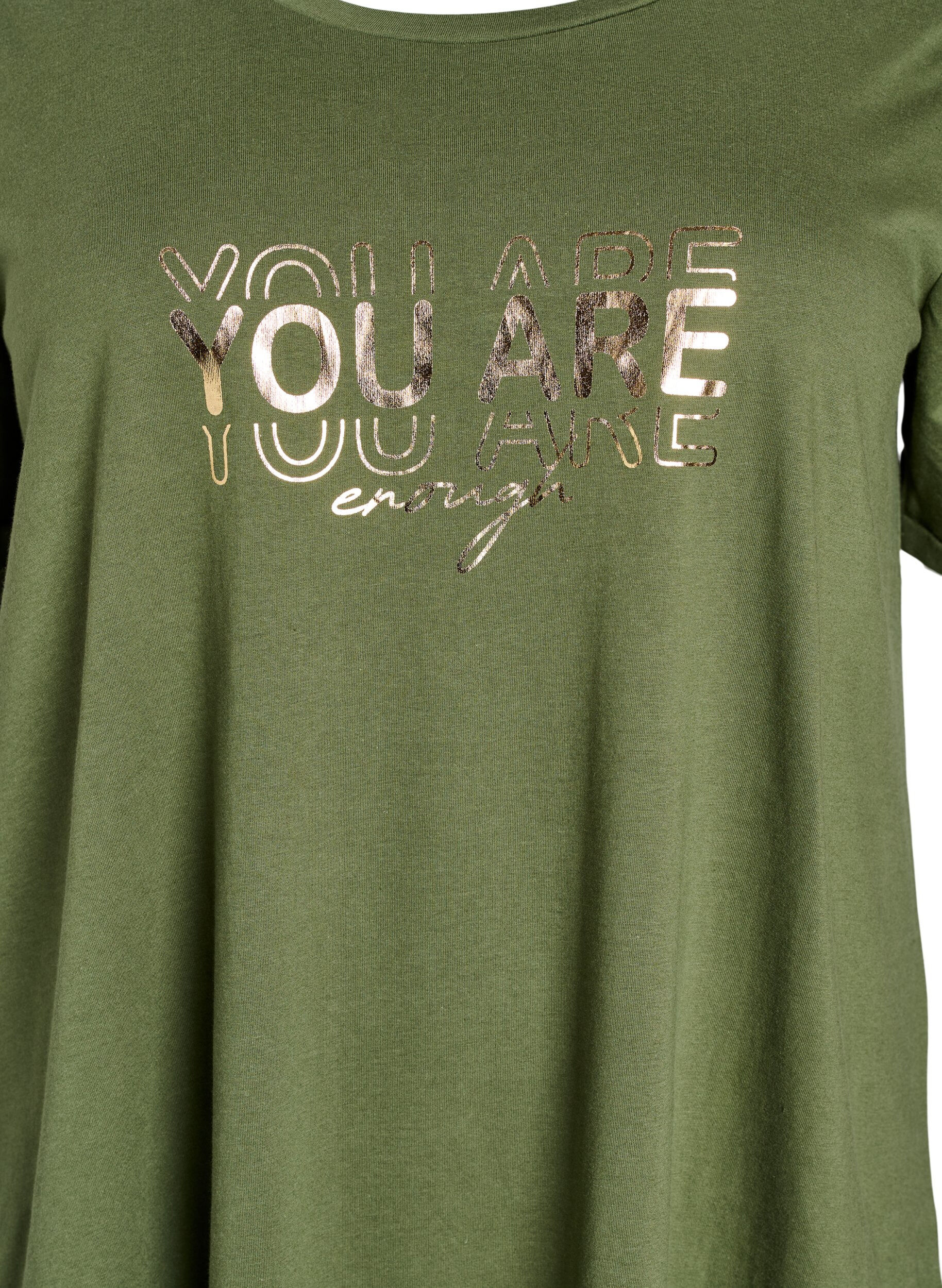 Zizzi Kort&auml;rmat nattlinne i ekologisk bomull, Gr&ouml;n, Packshot image number 2