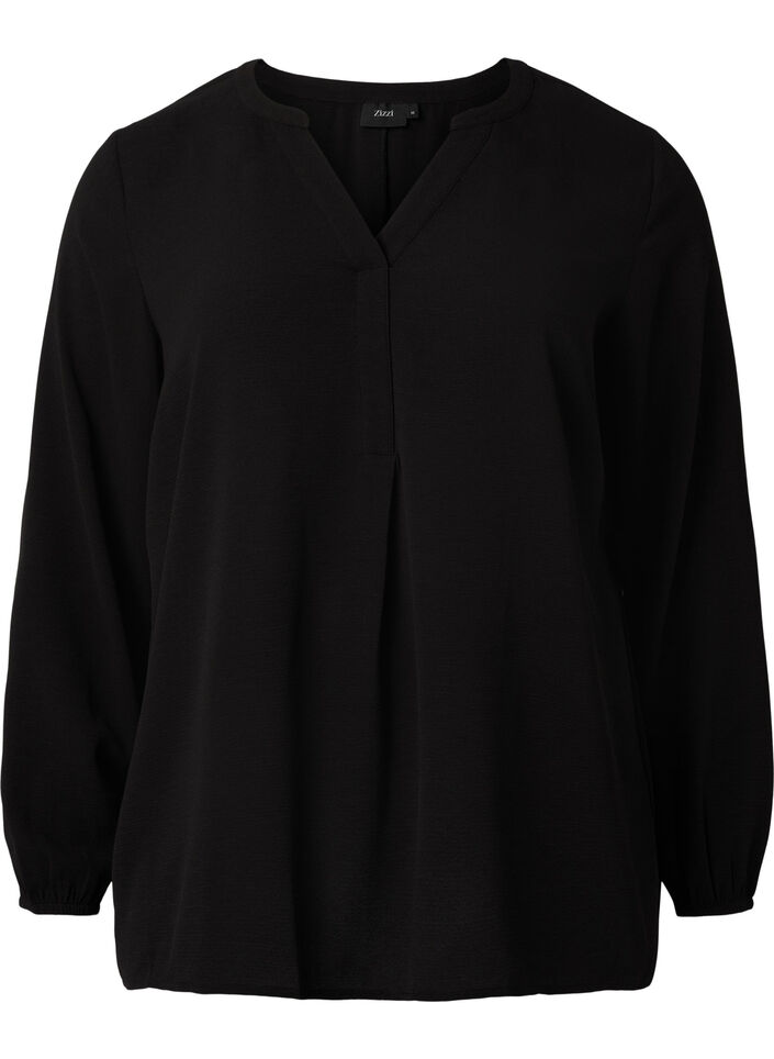 Enf&auml;rgad blus med v-hals, Black, Packshot image number 0