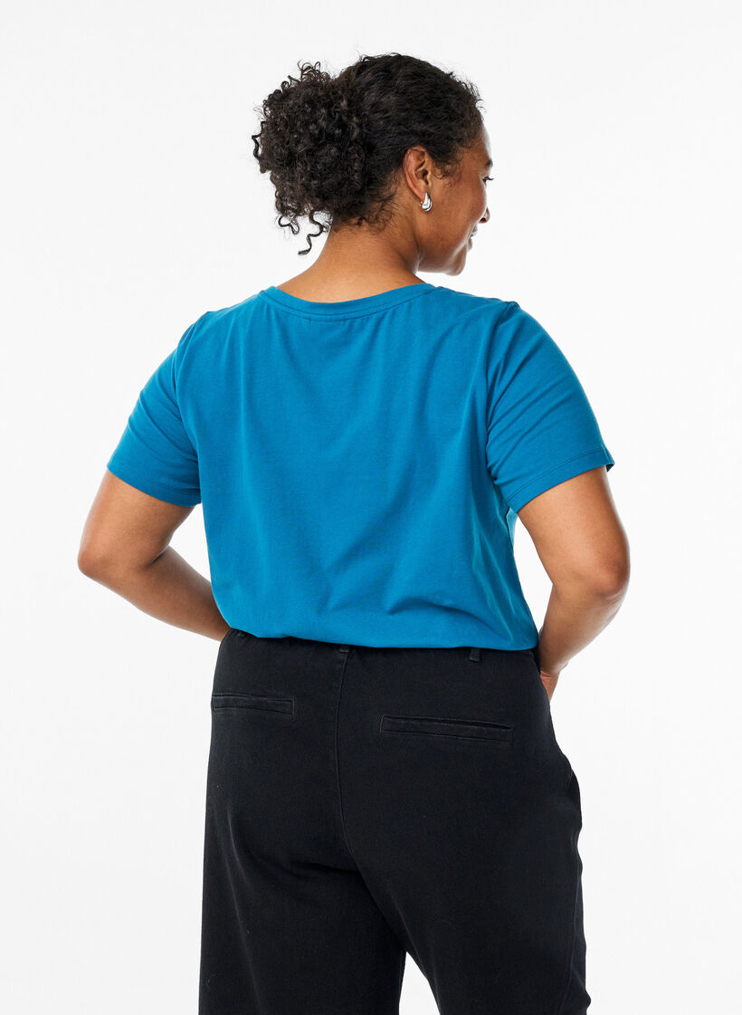 Enfärgad t-shirt i bomull, Blå, Model image number 2