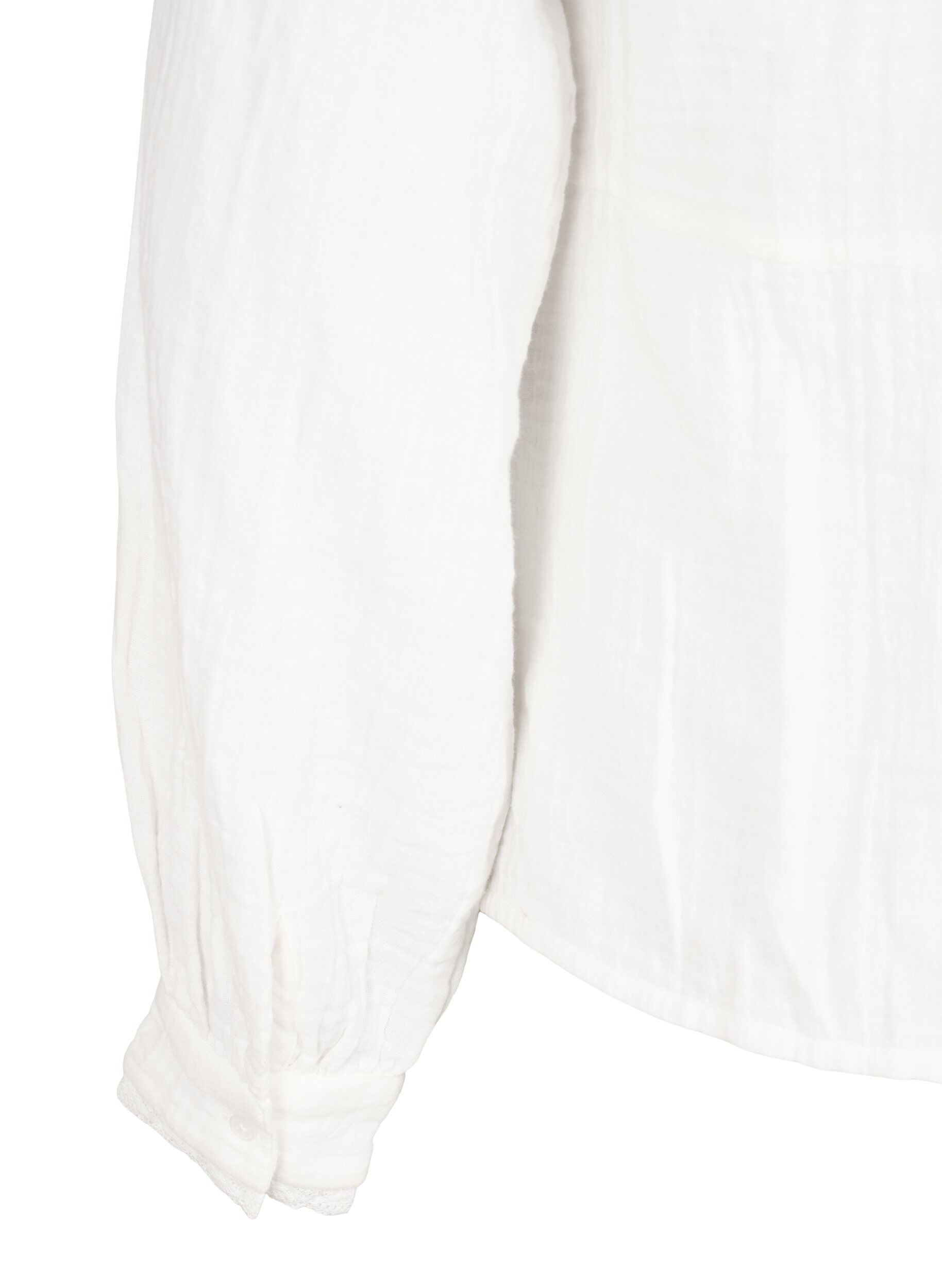 Zizzi Blus i muslinbomull med virkade detaljer, Vanilla, Packshot image number 3
