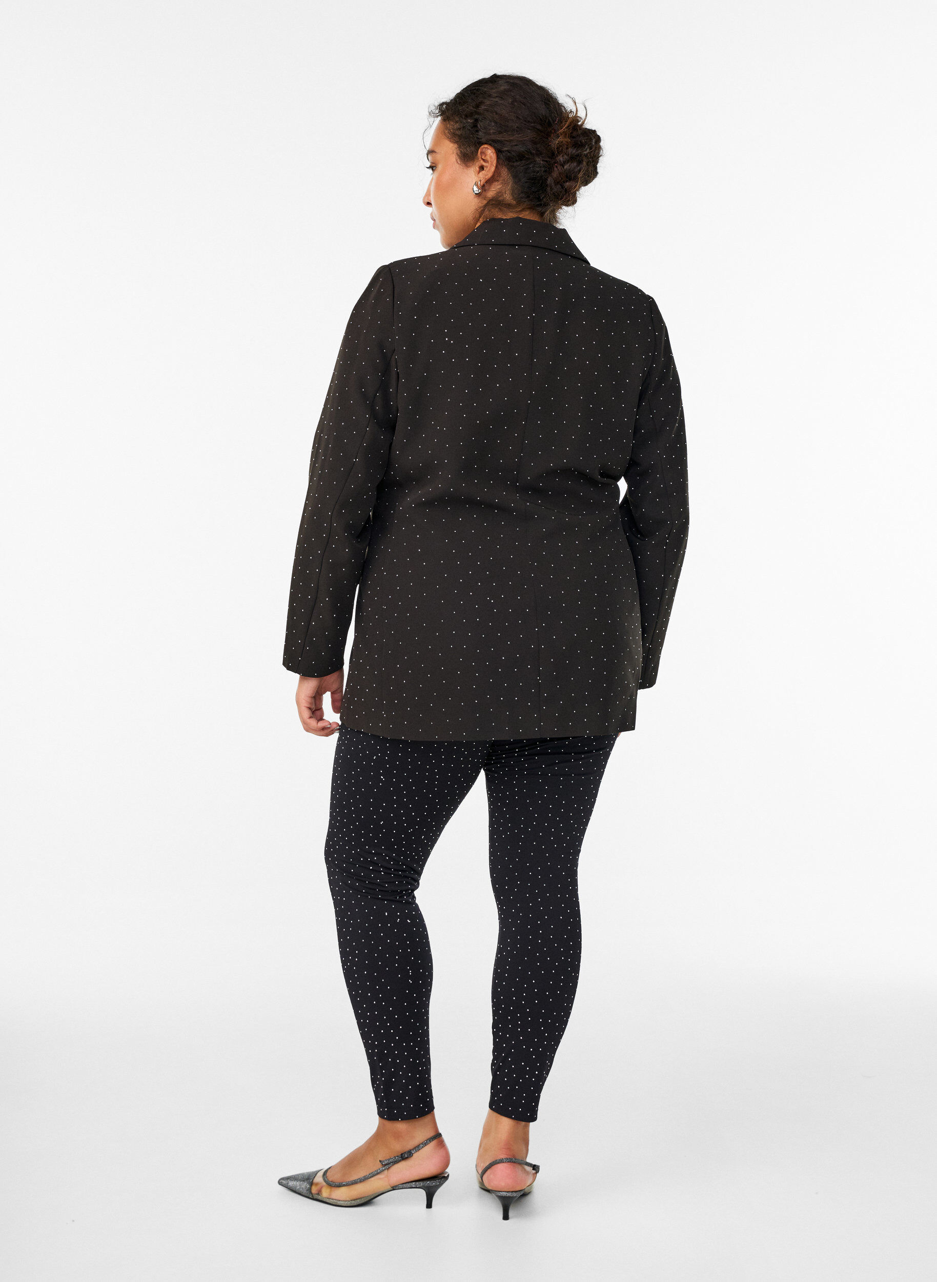 Zizzi Leggings med strass, Svart, Model image number 2