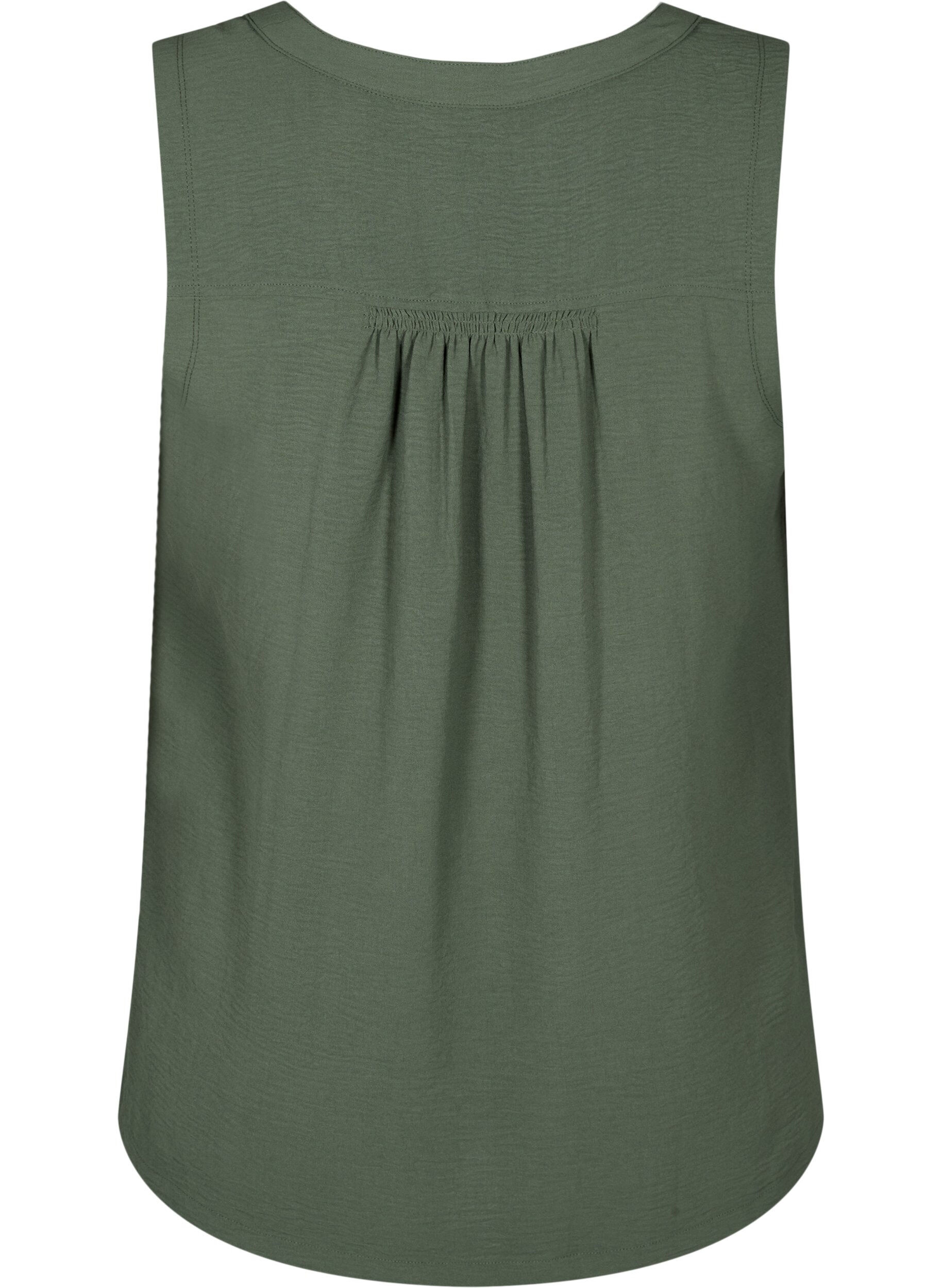 Zizzi&Auml;rml&ouml;s topp med rynkdetaljer, Gr&ouml;n, Packshot image number 1