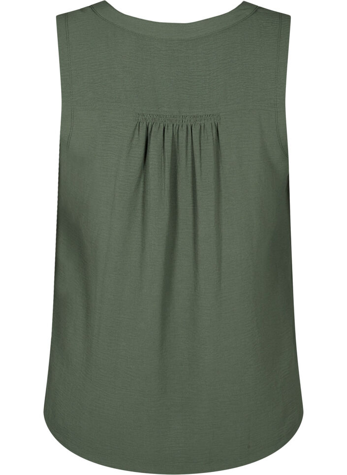 &Auml;rml&ouml;s topp med rynkdetaljer, Gr&ouml;n, Packshot image number 1