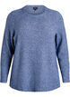 Melerad stickad blus med rund hals, Bl&aring;, Packshot image number 0