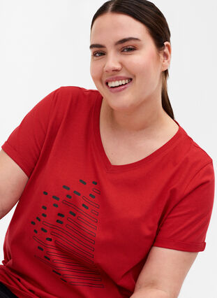 Tränings-t-shirt i bomull med tryck, Haute Red, Model image number 2