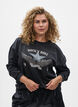 Tvättad sweatshirt med statementtryck, Grå, Model image number 0