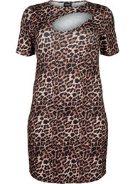 Tight åtsittande klänning i leopardmönster med utskärning, Leopard AOP
