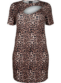 Tight åtsittande klänning i leopardmönster med utskärning