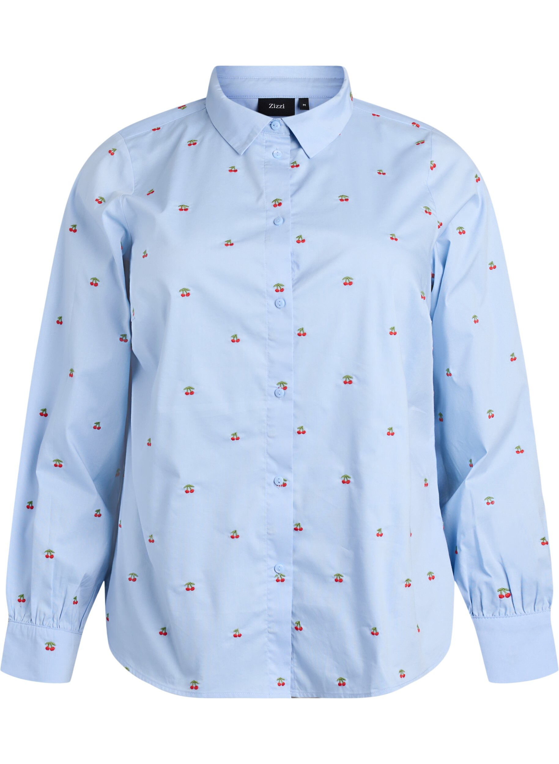 ZizziSkjorta med broderade k&ouml;rsb&auml;r, Bl&aring;, Packshot image number 0