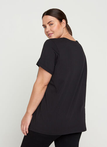Tränings-t-shirt i bomull med tryck, Black Fading Square, Model image number 1