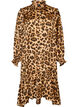 Kl&auml;nning med leopardm&ouml;nster och volangdetaljer, Brun, Packshot image number 0