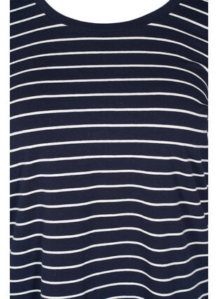 Randig bomullstopp med 3/4-ärmar, Blue Stripe, Packshot image number 2