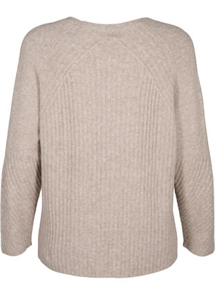 Stickad tröja med slits, Simply Taupe Mel., Packshot image number 1