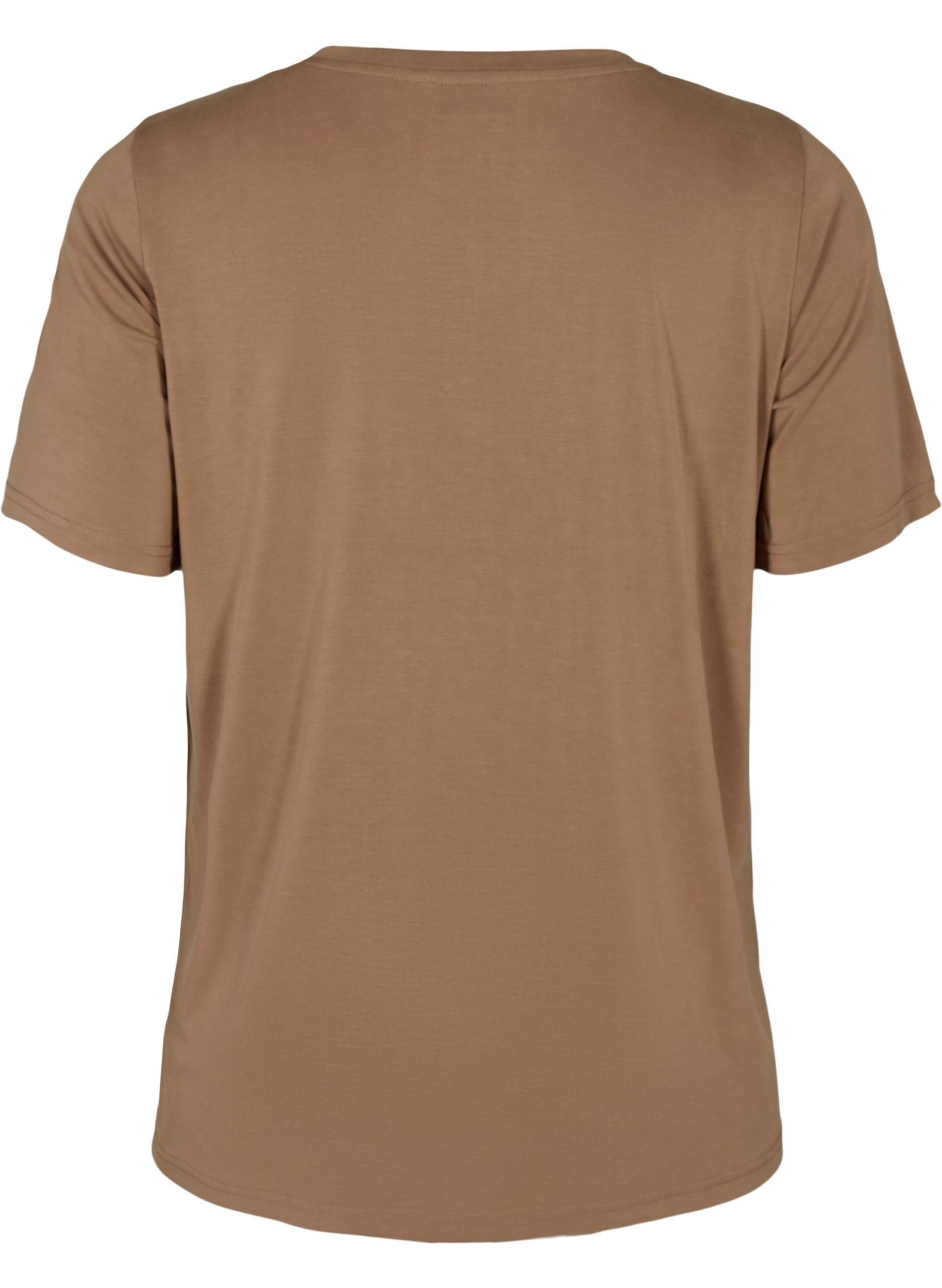 Zizzi T-shirt i TENCEL&trade; Modal med rund halsringning, Brun, Packshot image number 1