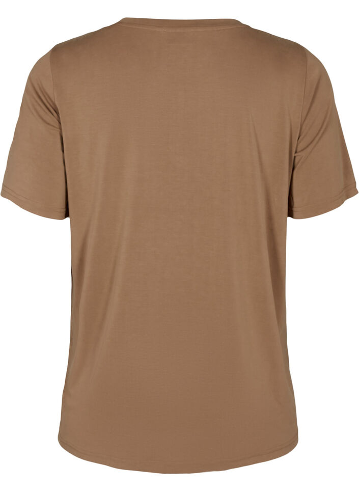 T-shirt i TENCEL™ Modal med rund halsringning, Brun, Packshot image number 1