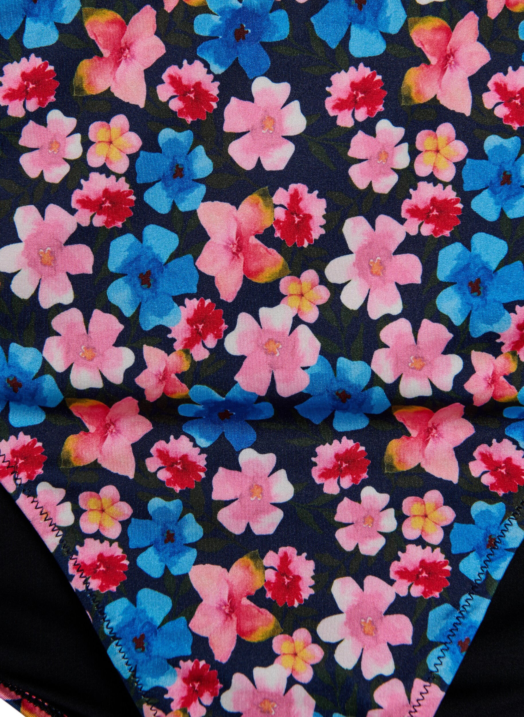 ZizziBikinitrosa med h&ouml;g midja och blommigt m&ouml;nster, Rosa, Packshot image number 2