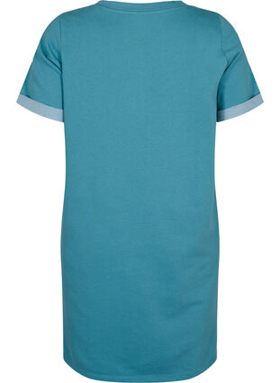 Sweatshirtklänning med korta ärmar och slits, Brittany Blue, Packshot image number 1