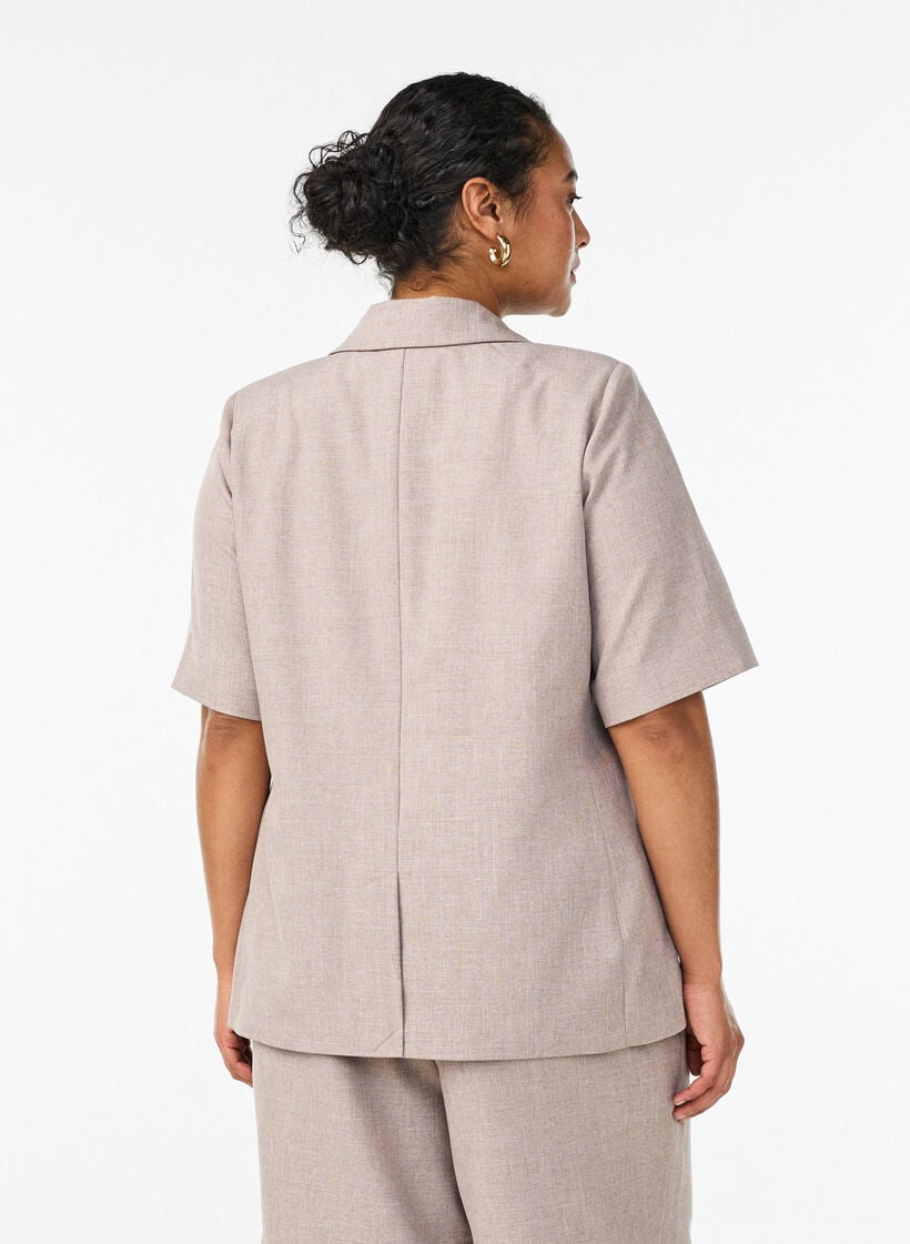 Kavaj med korta &auml;rmar och slag, Brun, Model image number 2