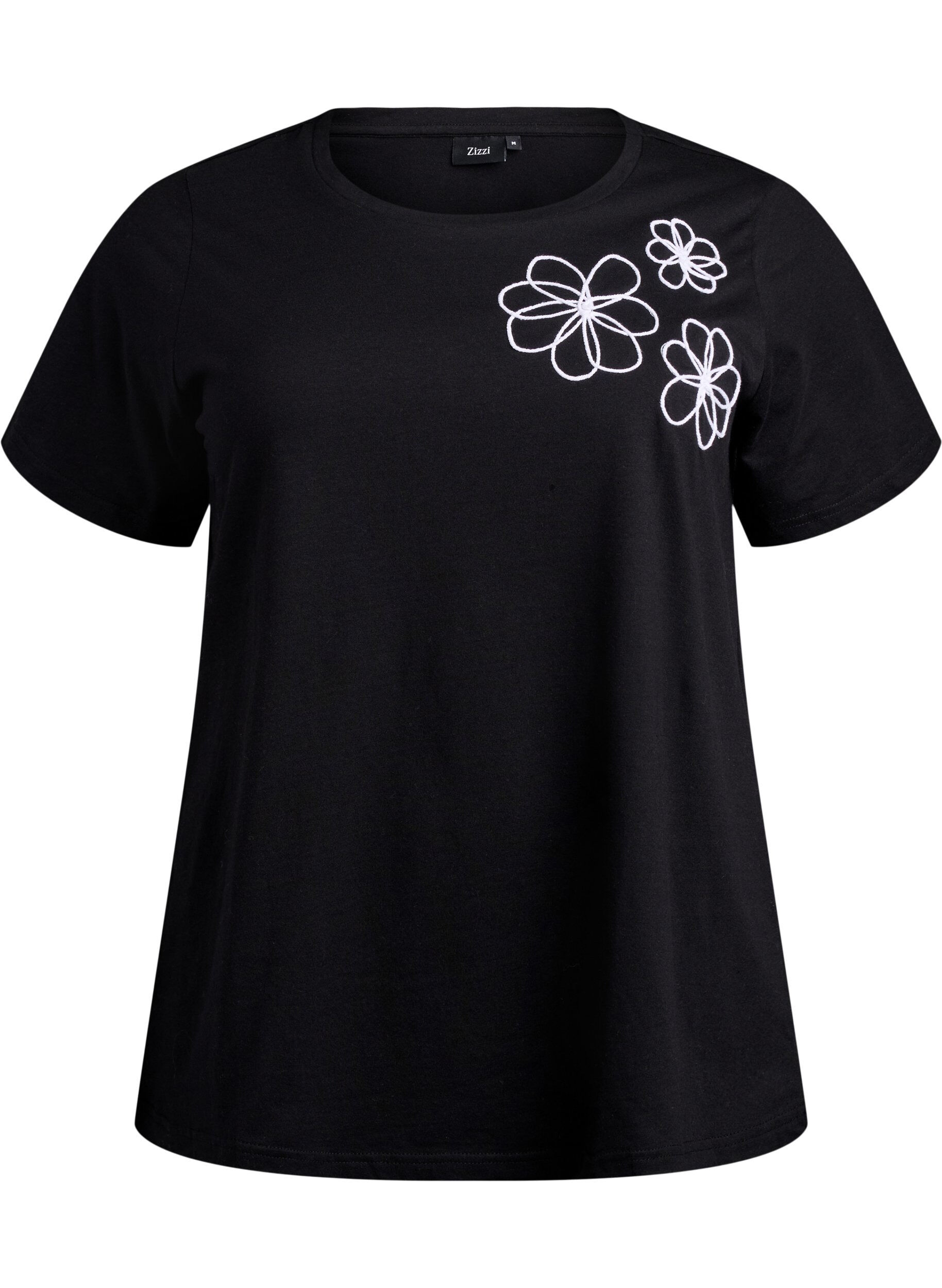 Zizzi T-shirt med dekorativa detaljer, Svart, Packshot image number 0