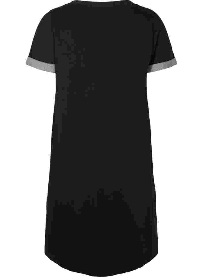Sweatshirtklänning med korta ärmar och slits, Black, Packshot image number 1