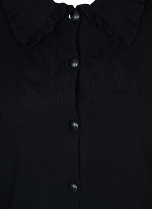 Stickad kofta med volangkrage och fickor, Black, Packshot image number 2
