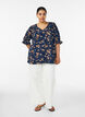 Skjortblus med halvl&aring;nga &auml;rmar, Bl&aring;, Model image number 1