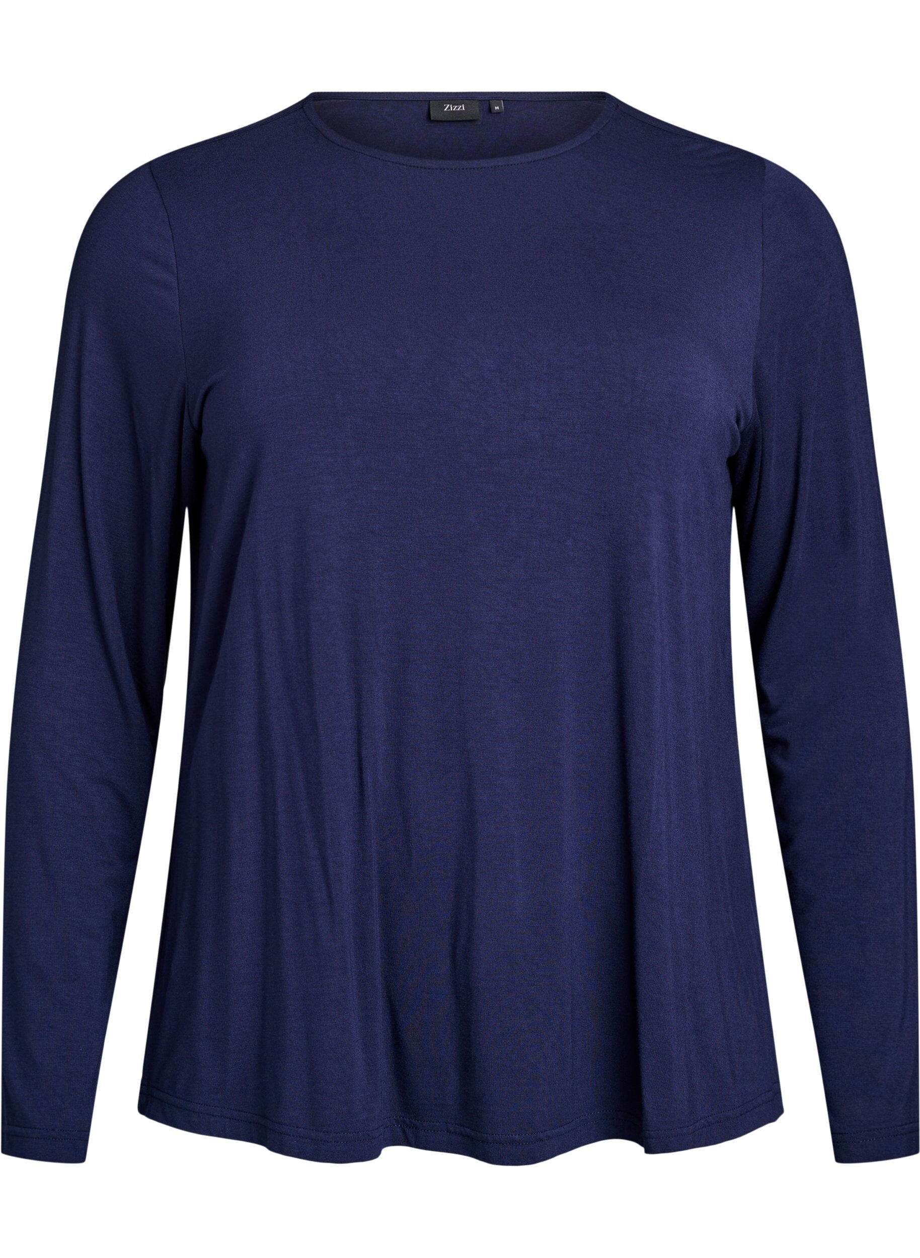 ZizziEnf&auml;rgad blus med l&aring;nga &auml;rmar, Bl&aring;, Packshot image number 0