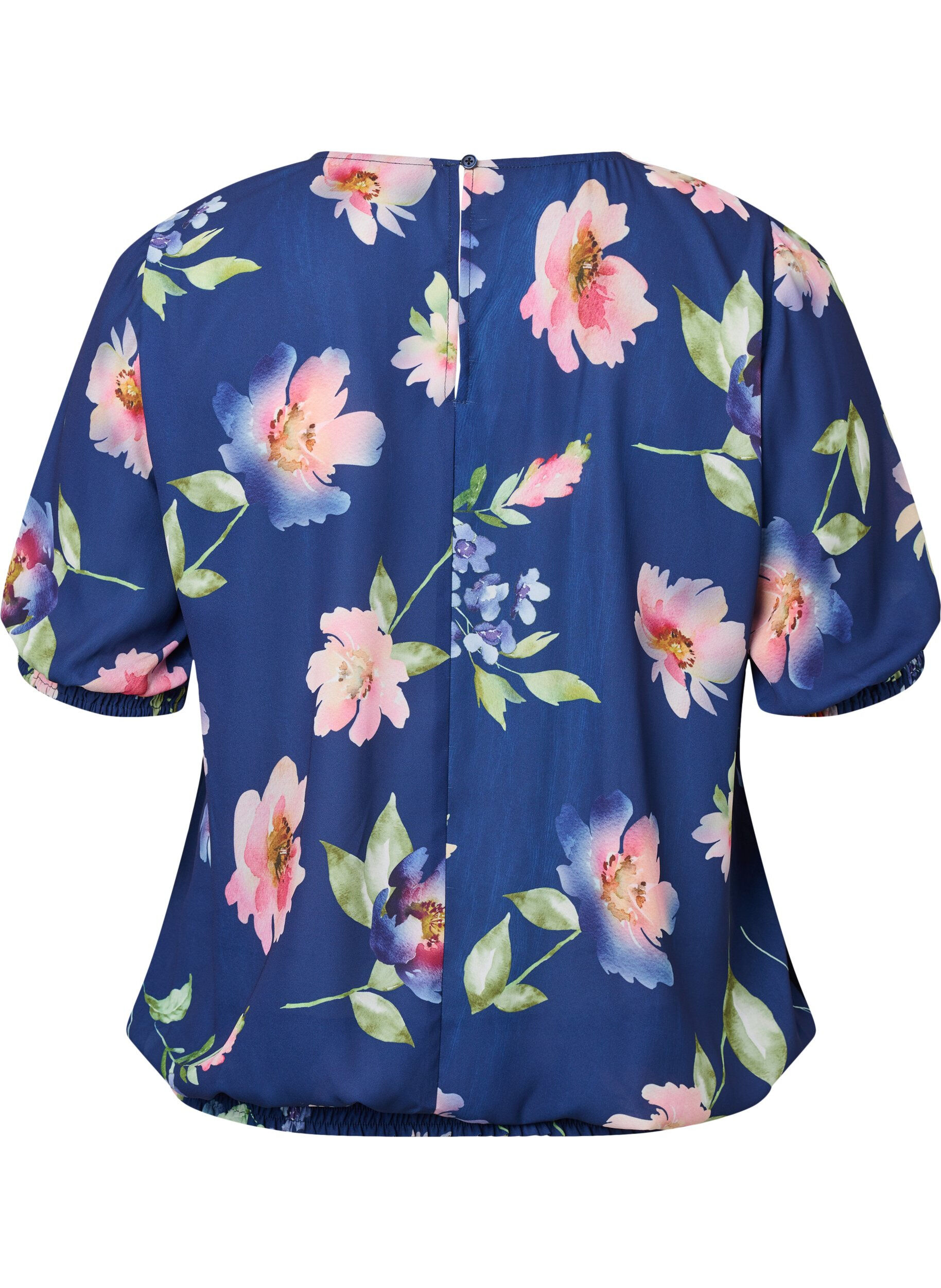 Zizzi Blommig blus med smock, Blueprint Flower AOP, Packshot image number 1