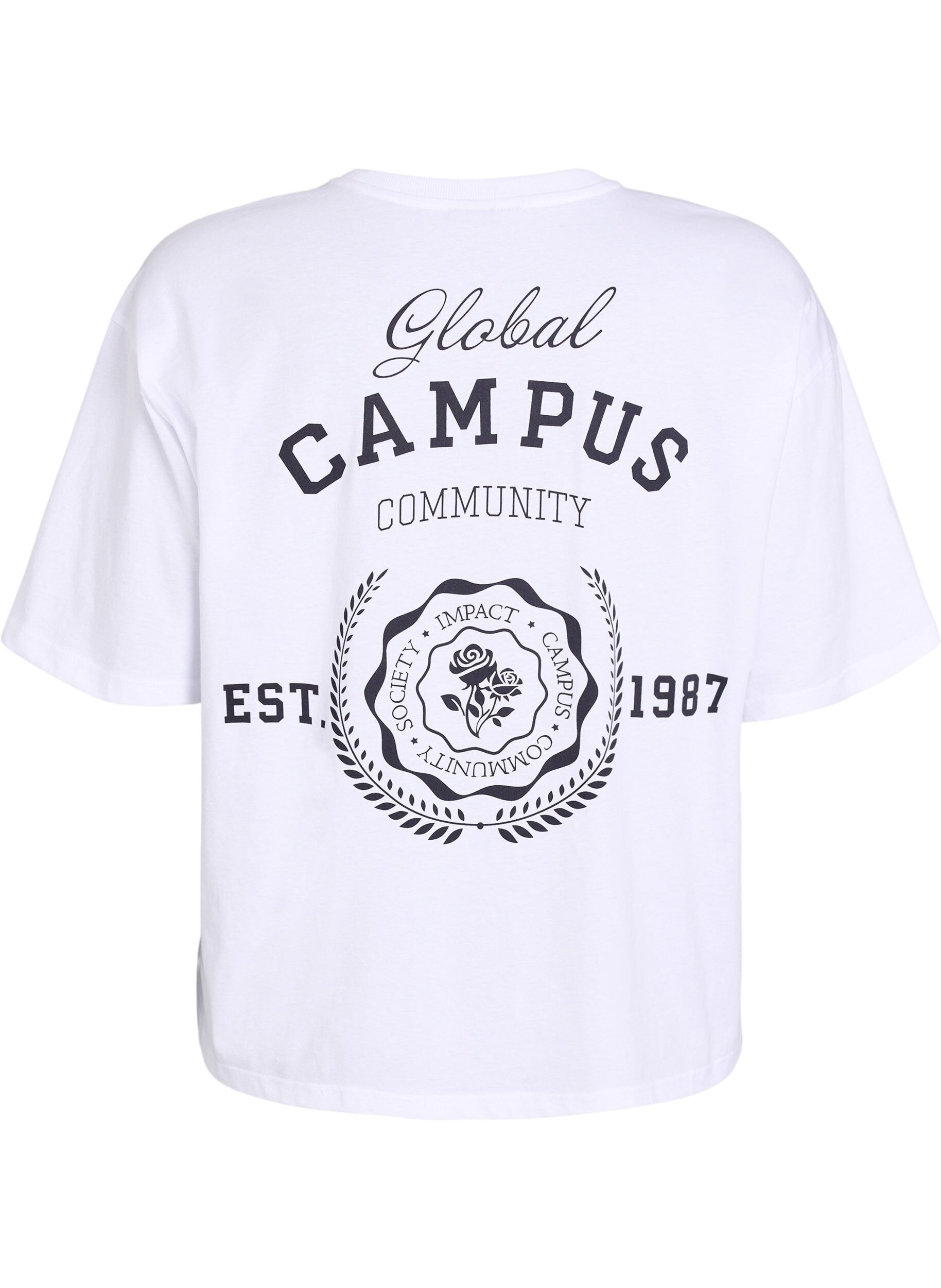 Zizzi Oversized T-shirt med tryck p&aring; ryggen, Vit, Packshot image number 1