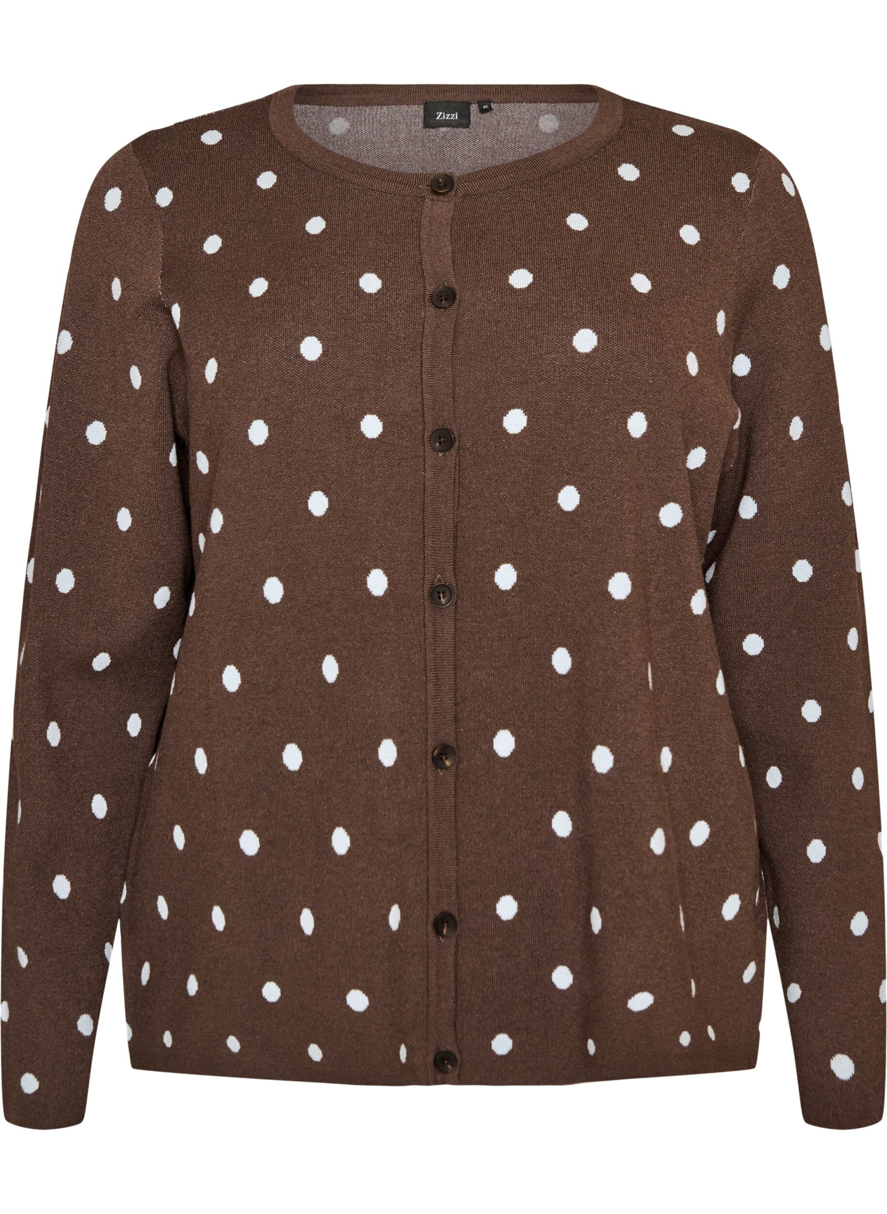 ZizziCardigan med prickar och knappkn&auml;ppning, Brun, Packshot image number 0